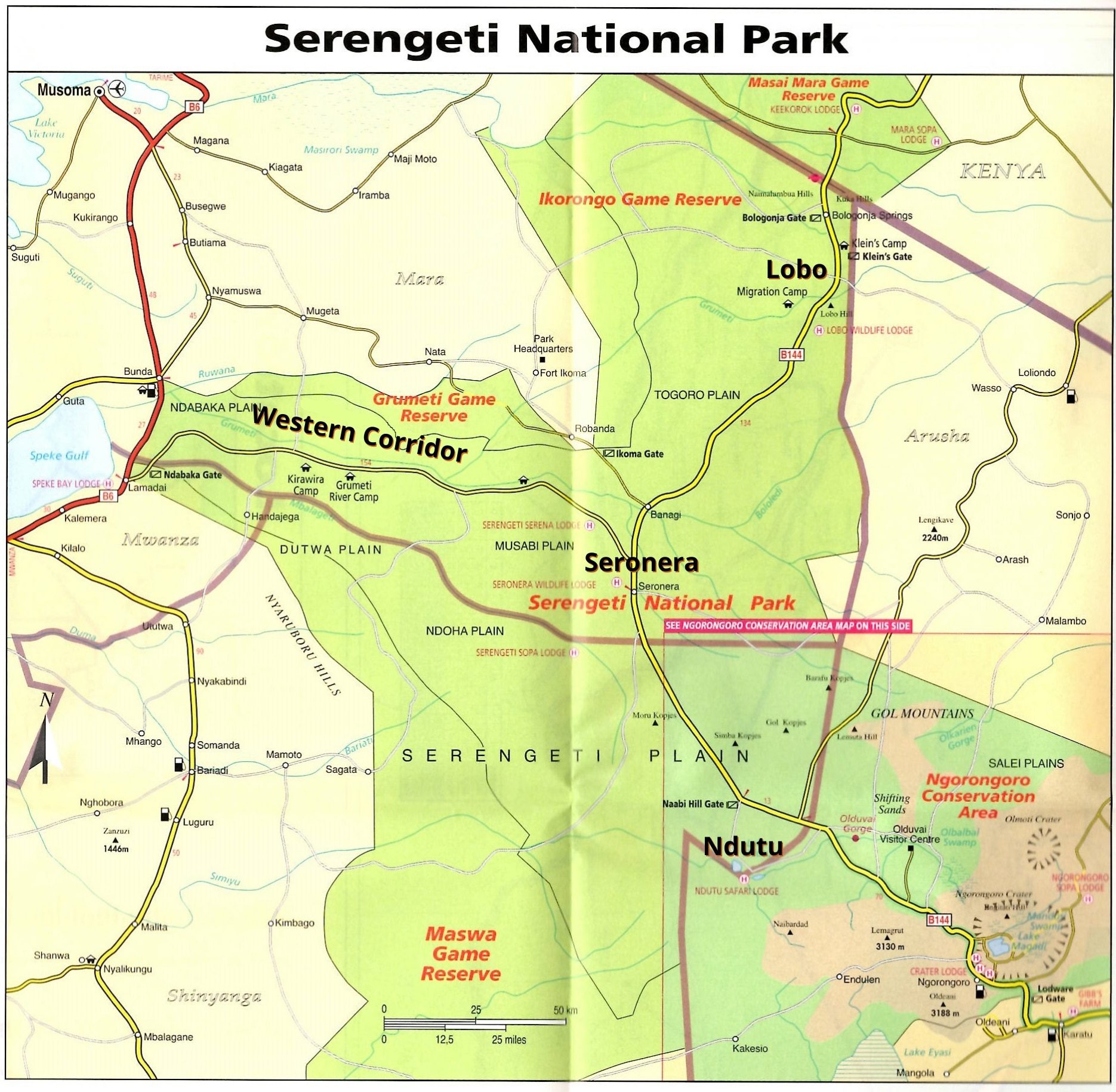 Serengeti NP - kaart