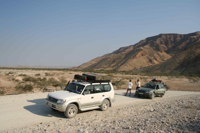 In konvooi door Namibië