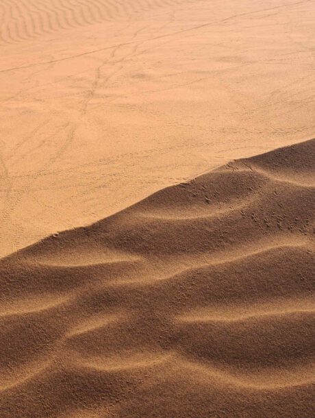 Rood zand met spoor en relief in de Sossusvlei